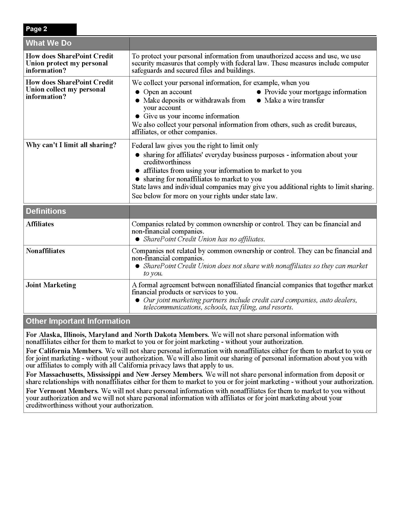 Privacy Policy Page 2